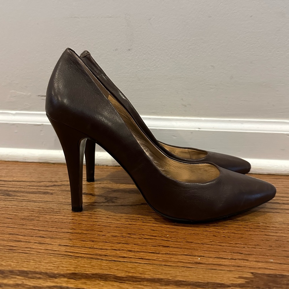 Brown leather heels